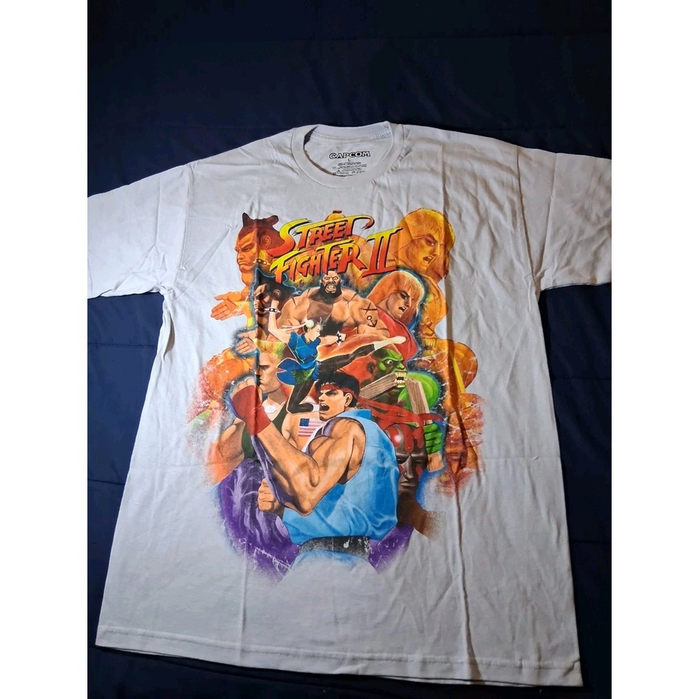 Street Fighter II Logo Capcom Gamer Licensed Adult T-Shirt L‎ White
